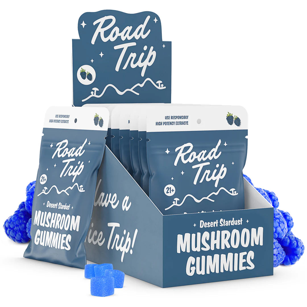 Road Trip Desert Stardust Mushroom Gummies - Blue Raspberry - Display Box of 10