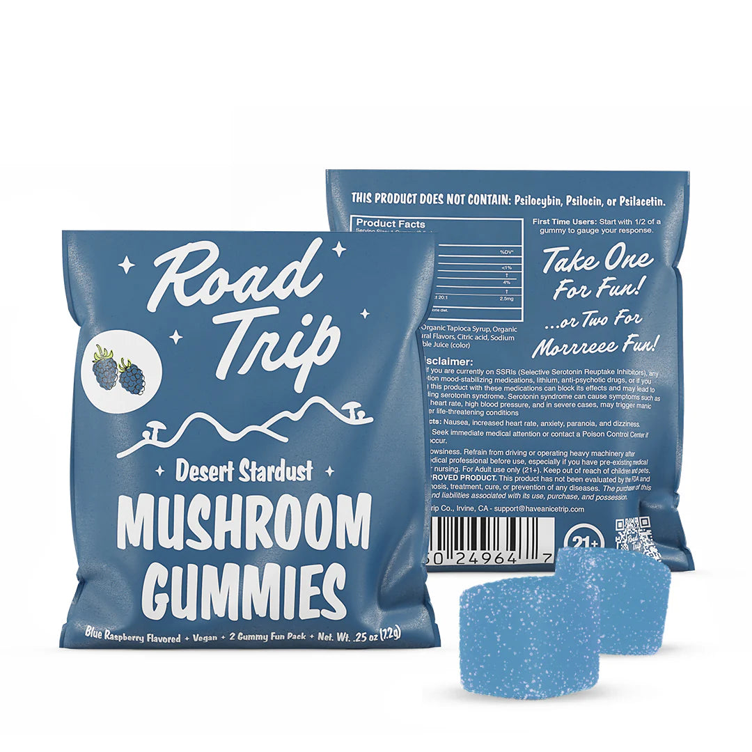 Road Trip Desert Stardust Mushroom Gummies - Blue Raspberry - Display Box of 10