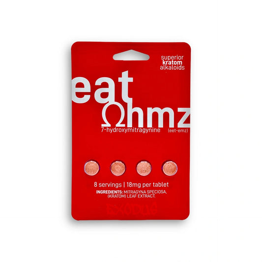 Eat Ohmz - 7-Hydroxymitragynine Superior Kratom Alkaloids Tablets (18mg per Tablet / 4 Tablets per Pack)
