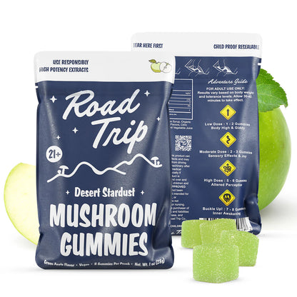 Road Trip Desert Stardust Magic Mushroom Gummies - Green Apple - Display Box of 10