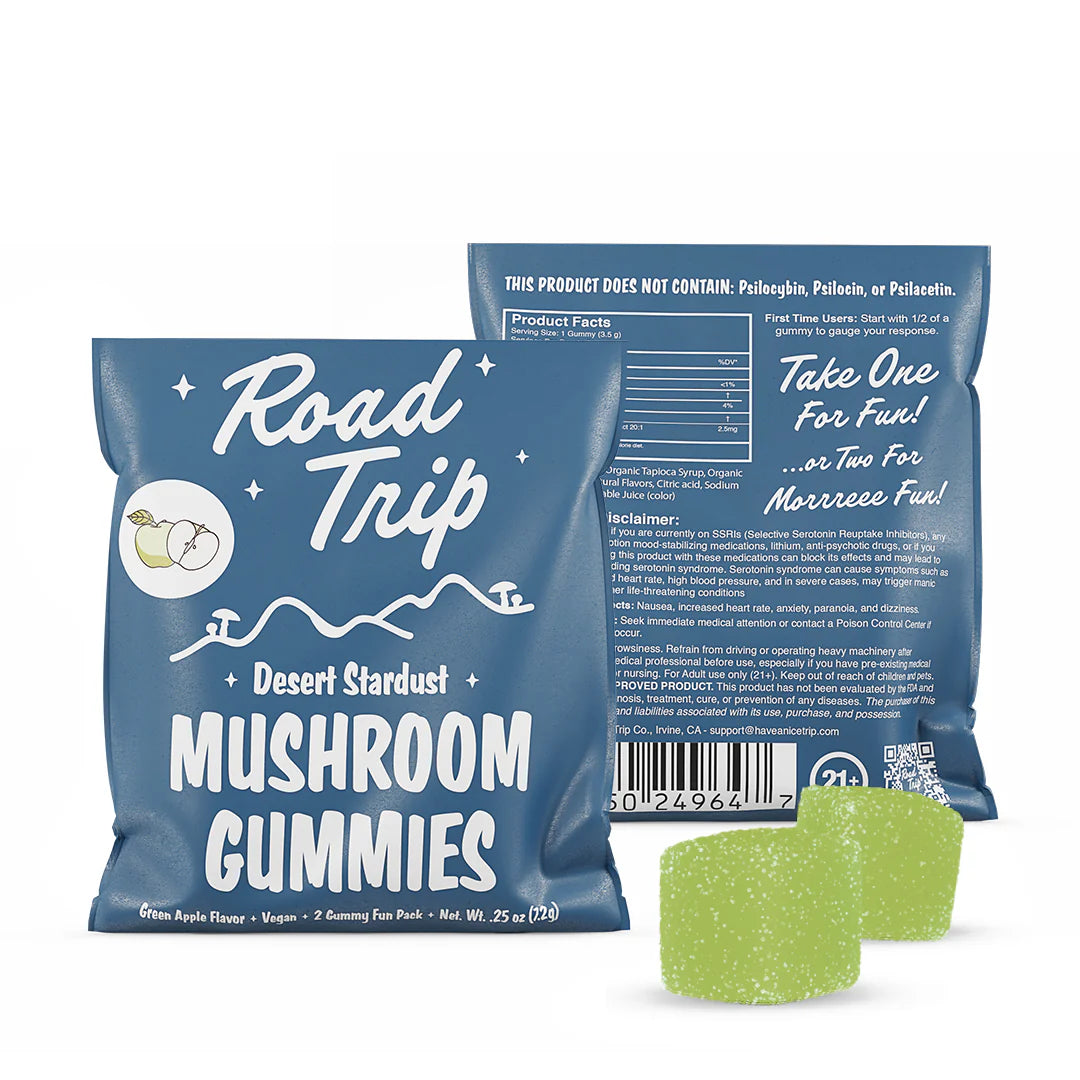 Road Trip Desert Stardust Magic Mushroom Gummies - Green Apple - Display Box of 10