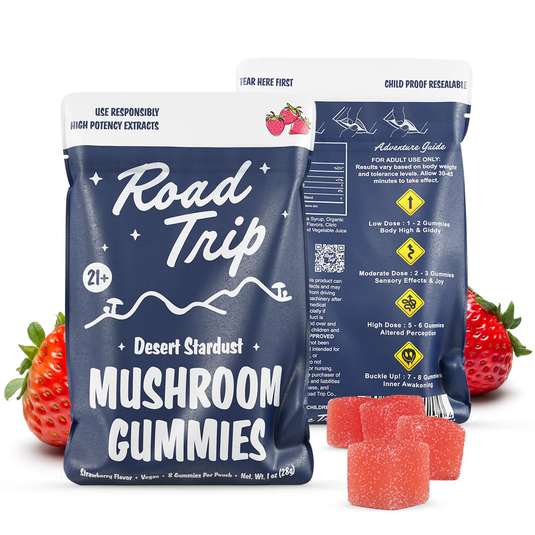 Road Trip Desert Stardust Magic Mushroom Gummies - Strawberry - Display Box of 10