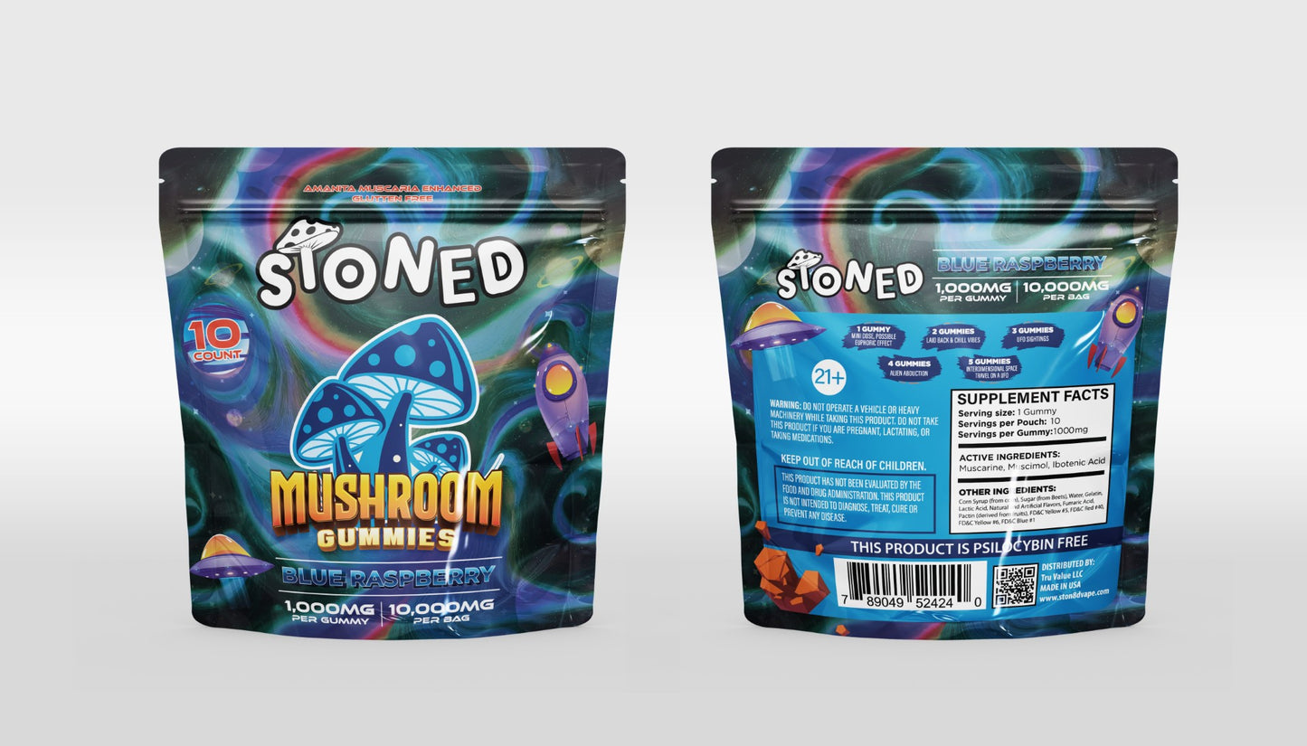 Stoned Mushroom Amanita Muscaria Gummies I 10000MG - (Display of 5)