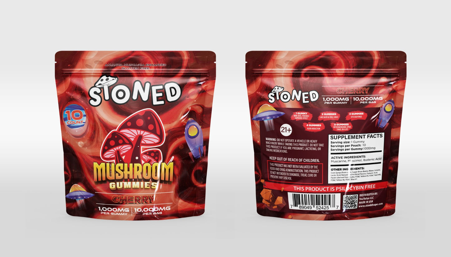 Stoned Mushroom Amanita Muscaria Gummies I 10000MG - (Display of 5)