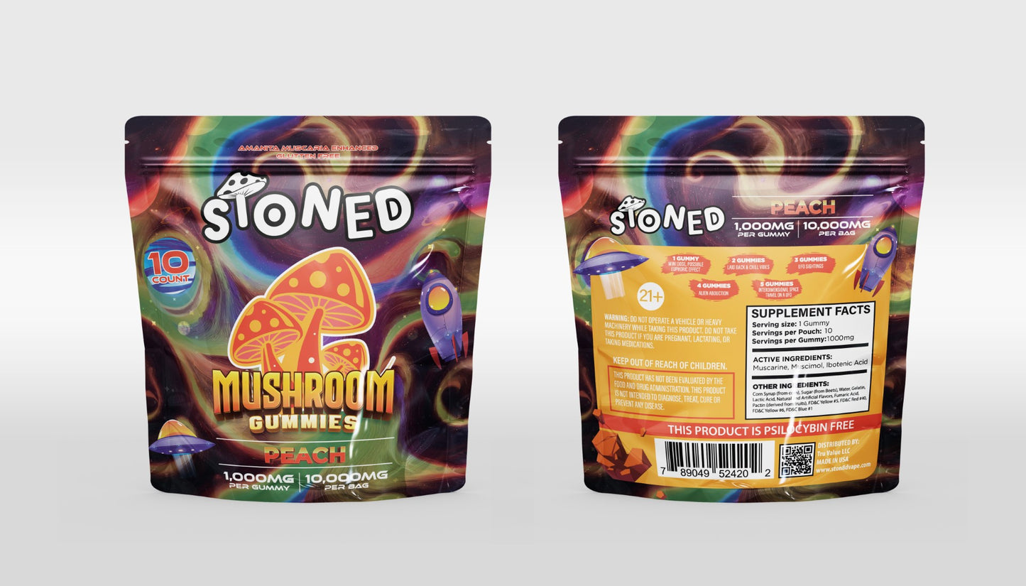 Stoned Mushroom Amanita Muscaria Gummies I 10000MG - (Display of 5)