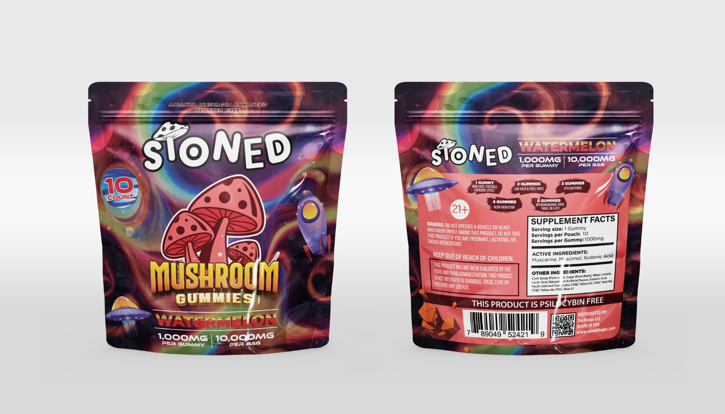 Stoned Mushroom Amanita Muscaria Gummies I 10000MG - (Display of 5)