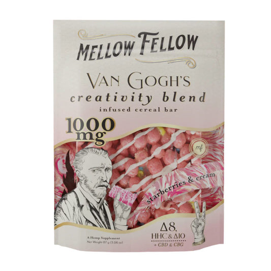 Mellow Fellow Van Gogh’s Creativity Blend Cereal Bar – Strawberries AND Cream 1000mg- 6 ct