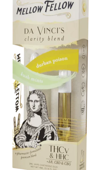 Mellow-Fellow-da-Vinci’s-Clarity-Blend-2ml-Cartridge-Duo-4ml-Durban-Poison-Kush Mints